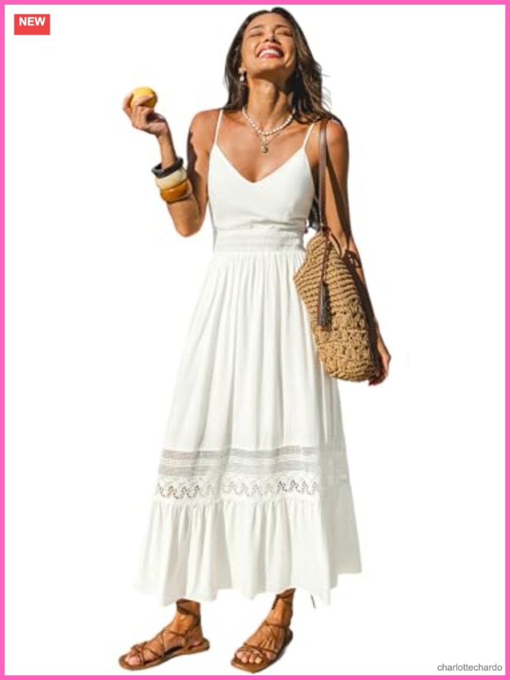 CUPSHE Womens Maxi Summer Dress V Neck Wedding Guest Lace Ruffle